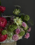 Flower Basket “Peak Summer” — peonies, veggie roses, viburnum, hydrangeas