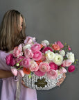 Flower Basket “Petal Cloud” — mixed ranunculuses