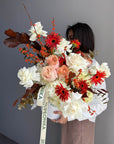 Flower Box “October Love” — gerbera, roses, hydrangea
