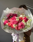 Bouquet "Berry Bliss" - Peony roses, garden roses, stock