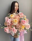 Flower Basket "Love Affair" - garden roses, hydrangeas