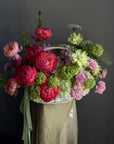 Flower Basket “Peak Summer” — peonies, veggie roses, viburnum, hydrangeas