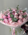 Bouquet "Forever Sarah Bernhardt" - peonies, eucalyptus