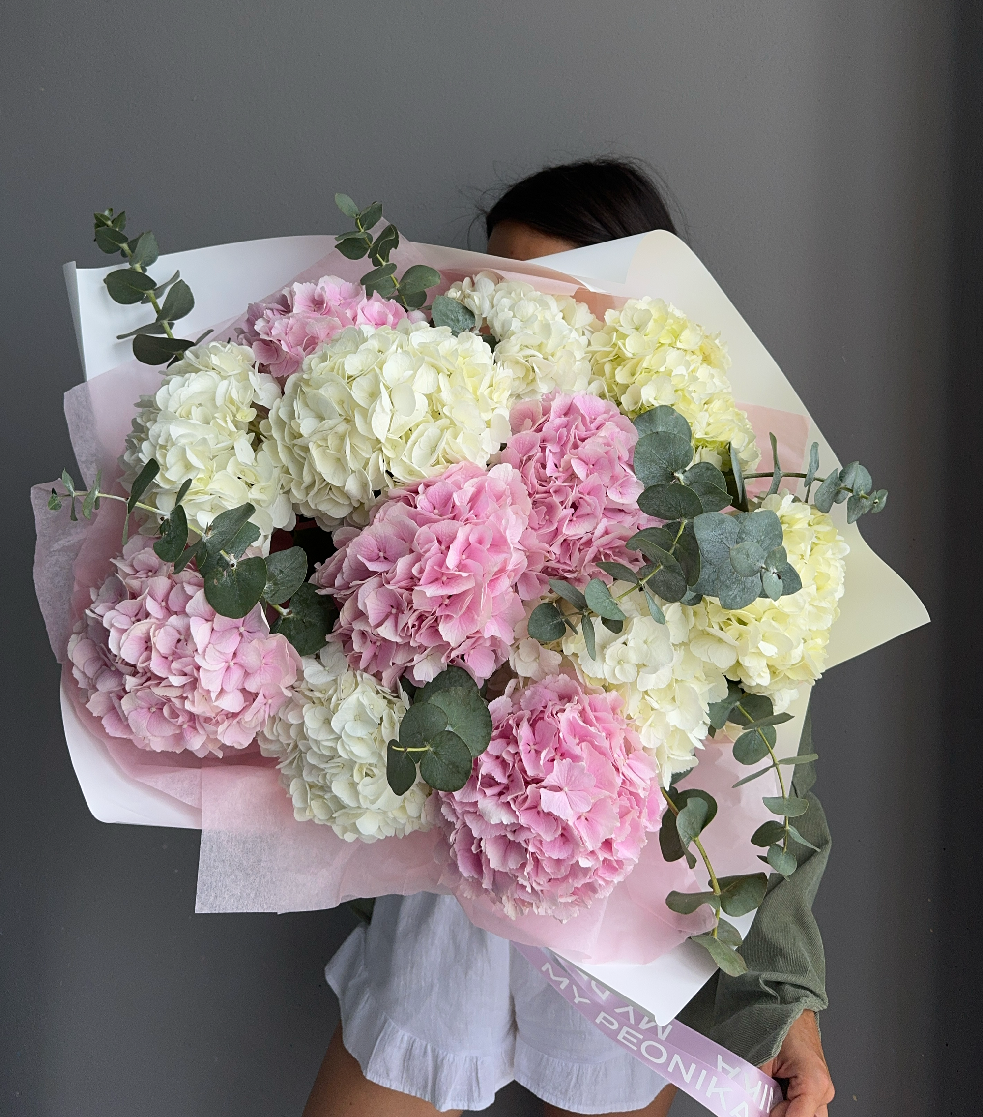 Bouquet “Love by Hydra” - mixed of Holland pink and white hydrangeas