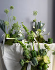 Interior Arrangements Set “Vibrant Core” — calla lilies, viburnum, rose veggie, assorted vegetables