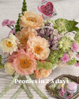 Flower Basket “Peak Summer” — peonies, veggie roses, viburnum, hydrangeas