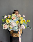 Flower Basket “Okay But This One” — peonies, hydrangea, roses