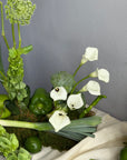 Interior Arrangements Set “Vibrant Core” — calla lilies, viburnum, rose veggie, assorted vegetables