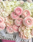 Flower Basket "Whispering Angel" - ranunculuses, hydrangeas