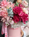 Flower Box “Tender Habit” — stock, roses, eucalyptus