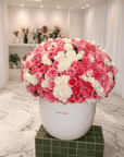 WOW-ARRANGEMENT “500 pink and white roses” in a white vase
