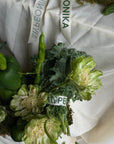 Interior Arrangements Set “Vibrant Core” — calla lilies, viburnum, rose veggie, assorted vegetables