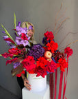 Flower Box “Gemstones” — hydrangea, rose, amaranthus, gladiolus, decorative apple