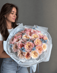Bouquet "Peachy Cloud” - garden roses, tweedia