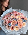 Bouquet "Peachy Cloud” - garden roses, tweedia