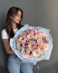 Bouquet "Peachy Cloud” - garden roses, tweedia