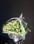 Flower Basket “If You Know, You Know” — 200 white tulips