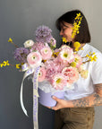Flower Box “Spring Cutie” — ranunculus, hydrangea, roses, allium