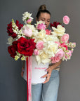 Flower Box "Graceful Charm" - roses, ranunculuses, peonies