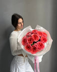 Bouquet "Pink Expression" - 12 pink garden roses
