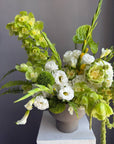 Vase Arrangement “Green Architecture” — veggie roses, amaranthus, anthurium, hydrangea, lisianthus