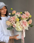 Flower Box “Tender Pink Tranquility” - roses, hydrangeas, ranunculuses