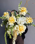 Interior arrangement "Forest Champagne" - roses, hydrangeas, amaranth