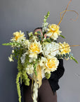Interior arrangement "Forest Champagne" - roses, hydrangeas, amaranth