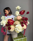 Flower arrangement in a pot “Alpha” — hydrangea, roses