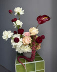 Flower arrangement in a clay pot “Omega” — hydrangea, roses