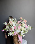 Flower box “Angel's cheeks” - french roses, ranunculuses