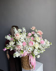 Flower box “Angel's cheeks” - french roses, ranunculuses