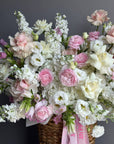 Flower box “Angel's cheeks” - french roses, ranunculuses