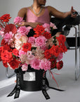 Flower box “Fallen angel” - garden roses, hydrangeas, anthuriums
