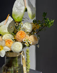 Interior arrangement "In My Bloom Era" - peony roses, anthurium, chamomile