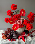 Interior arrangement in a vase “Nina” - roses, anthuriums
