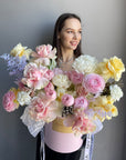 Flower Box "Pure Love" - garden roses, ranunculuses