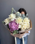 Bouquet "Ethereal Dreams Bouquet" - garden roses, hydrangeas, carnations