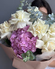 Bouquet "Ethereal Dreams Bouquet" - garden roses, hydrangeas, carnations