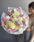 Bouquet "Murmur" - Ranunculus , hydrangeas, lisianthus
