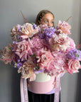 Flower box “Midnight Romance” - roses, hydrangeas