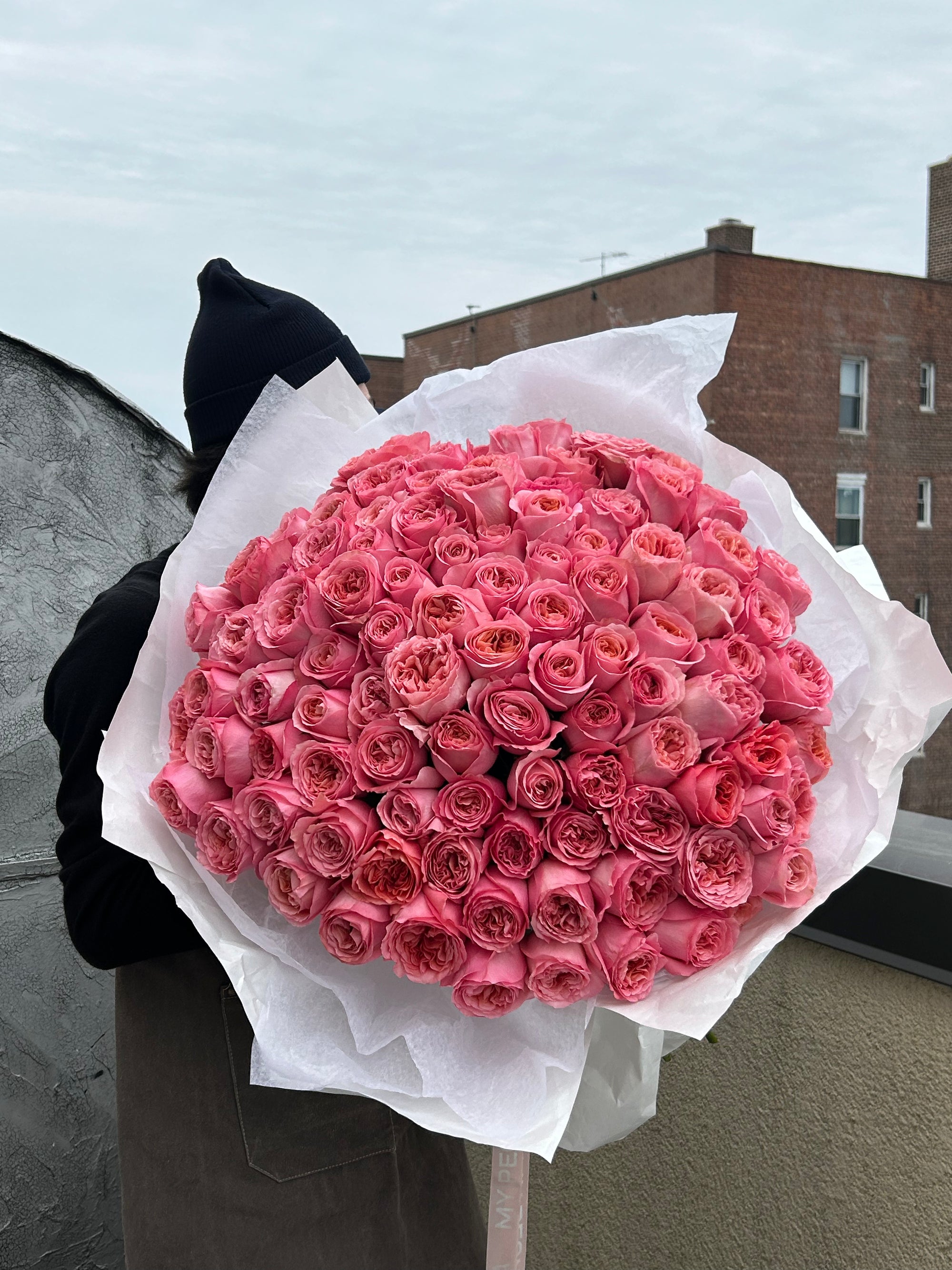 Bouquet "Pink Expression" - 100 pink garden roses