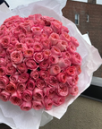 Bouquet "Pink Expression" - 100 pink garden roses