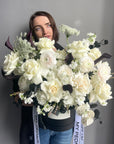 Flower Box "Shadowed Purity" - roses, ranunculuses, calla lilies (ONLY MIAMI)