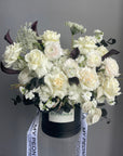 Flower Box "Shadowed Purity" - roses, ranunculuses, calla lilies (ONLY MIAMI)