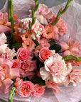 Bouquet ‘Blush Horizon’ - garden and French roses, gladioluses