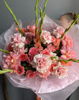 Bouquet ‘Blush Horizon’ - garden and French roses, gladioluses