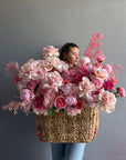 Flower Basket "The Way I Love You" - roses, peonies, hydrangeas