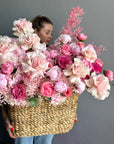 Flower Basket "The Way I Love You" - roses, peonies, hydrangeas