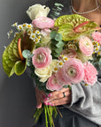 Wedding bouquet "Here & Now" - Ranunculus, Roses, Anthuriums